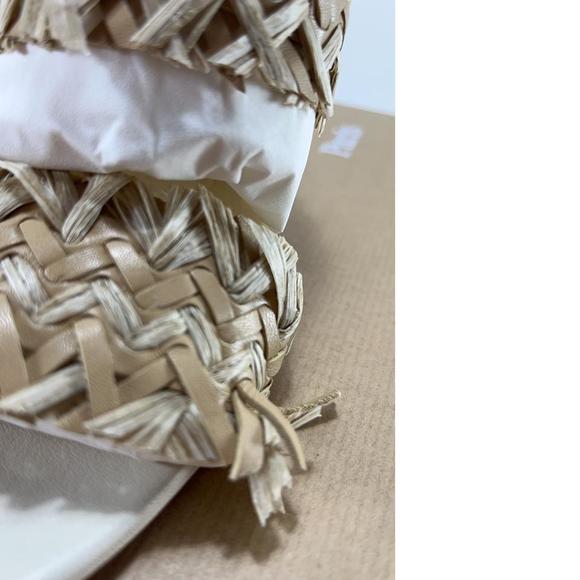 Meroine 85mm raffia Tan Woven fringe heels mules D984 - Picture 10 of 11